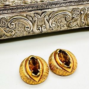 Vintage Dragon Eye Topaz Earrings